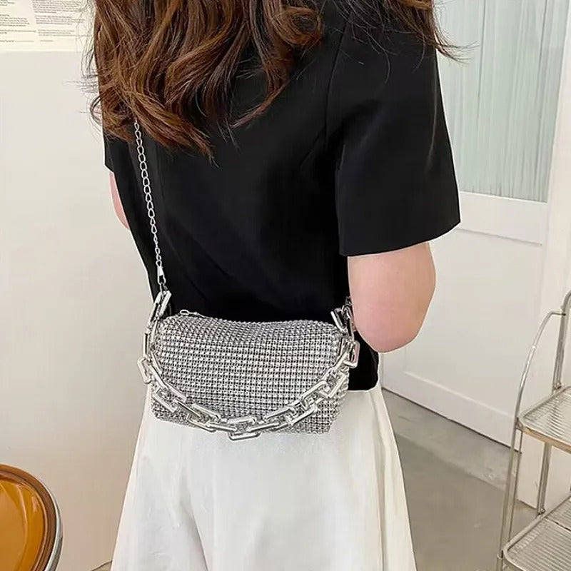 Allover Rhinestone ämpäri laukku