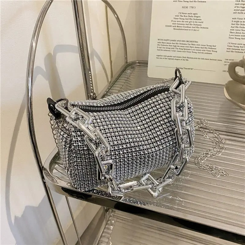 Allover Rhinestone ämpäri laukku