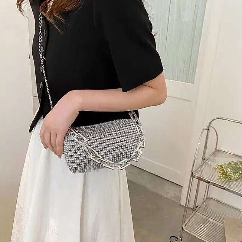 Allover Rhinestone ämpäri laukku
