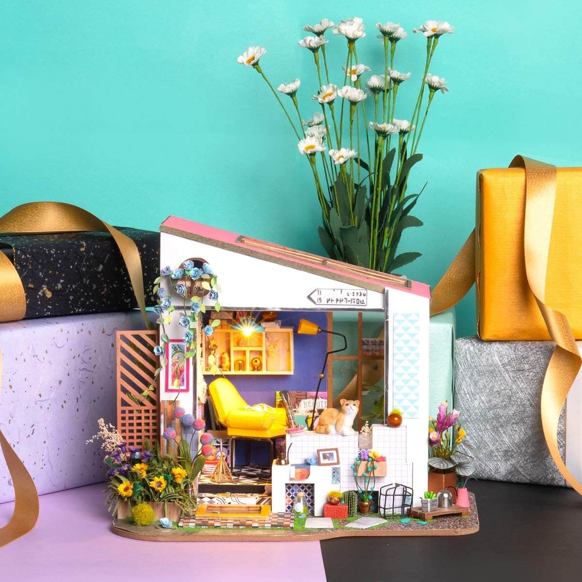 DIY puinen miniatyyri talo Kit