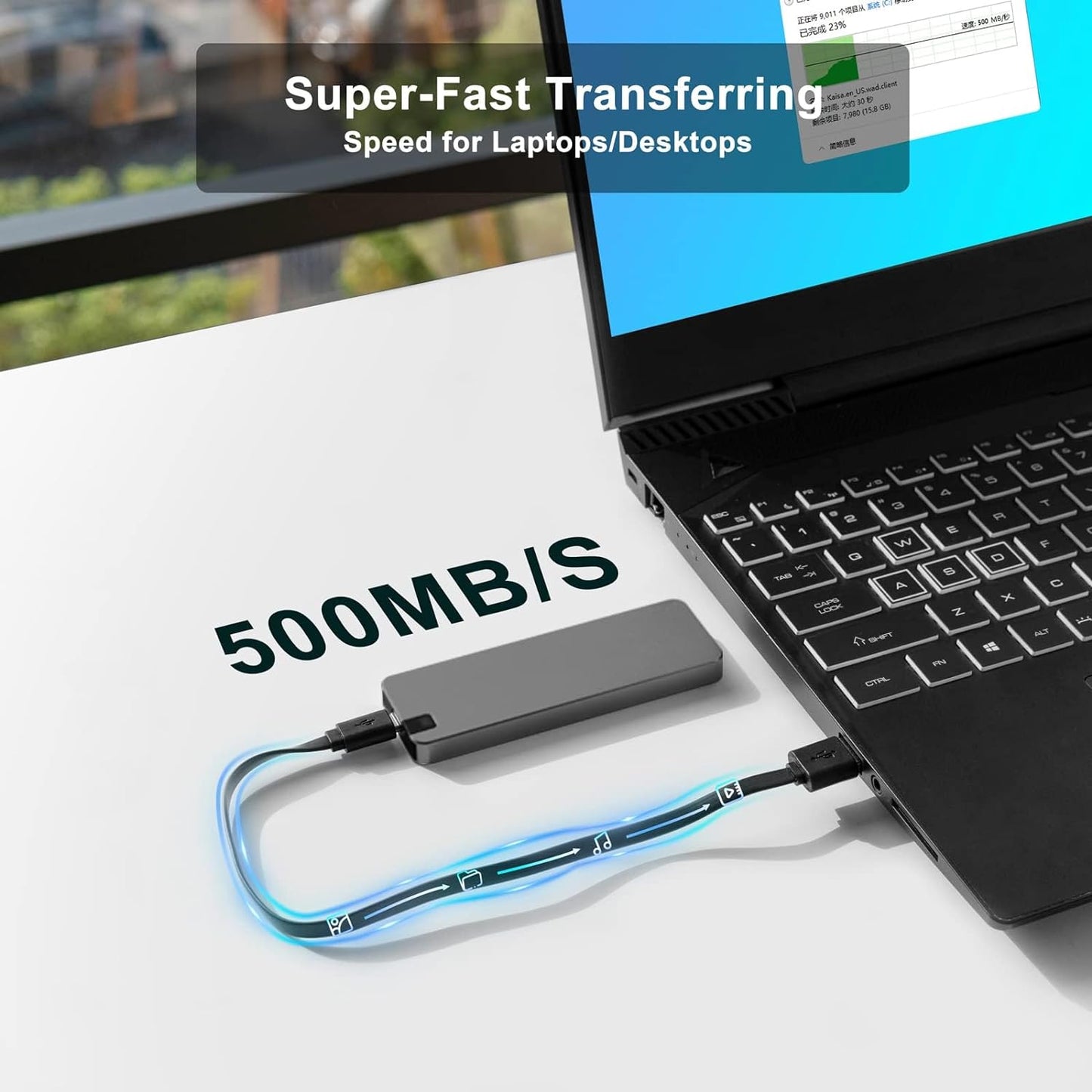 Kompakti Kannettava Kiintolevy USB 3.2 Gen 1 Kestävä Muovi ja Metalli