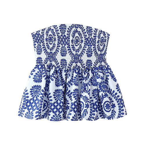 Kukka tulostaa röyhelöinen Crop Top