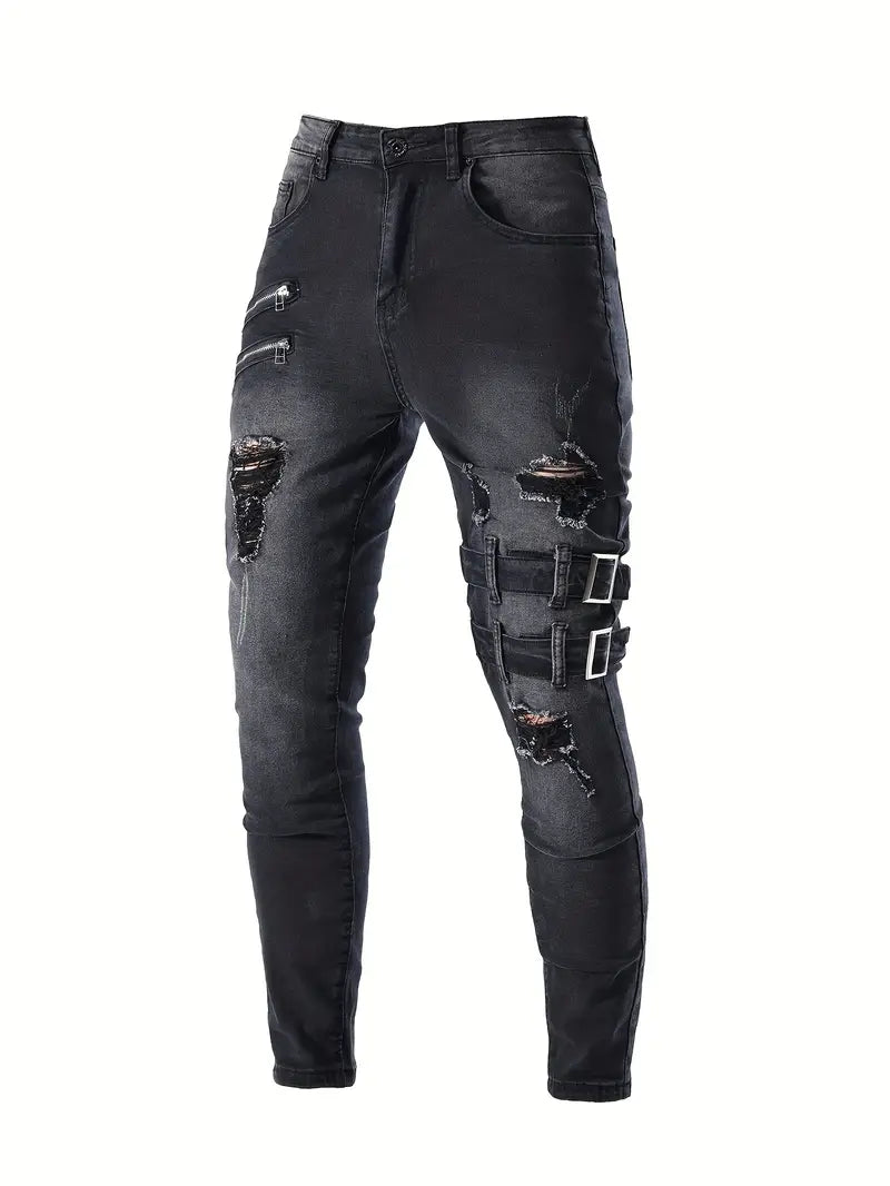 Miesten Farkut Biker Rento Vahva Materiaali