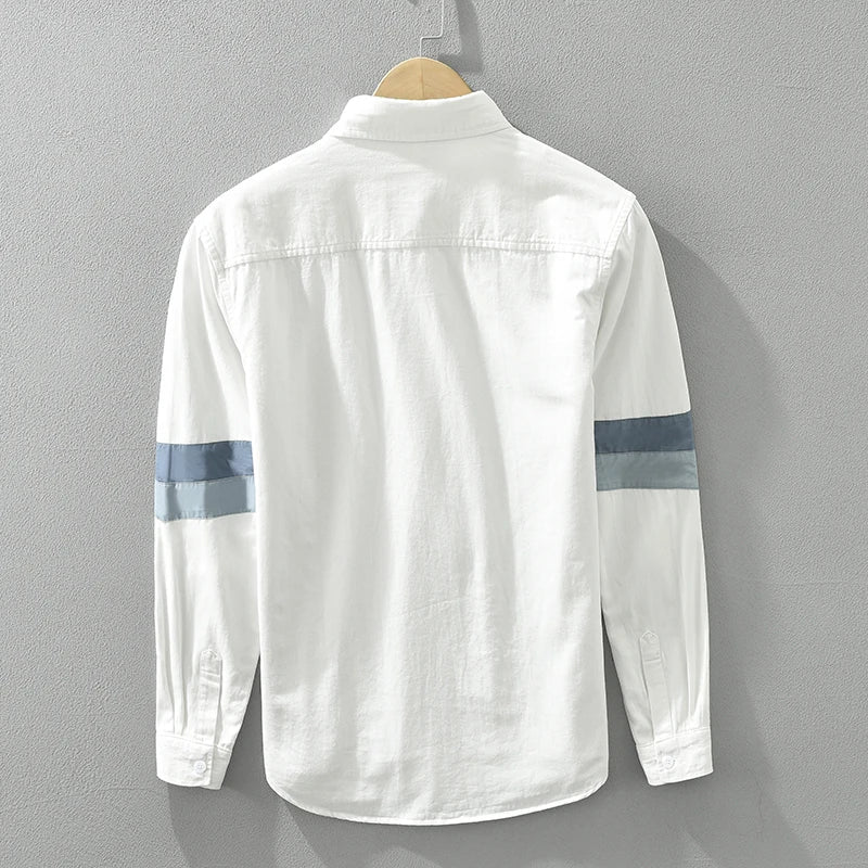 Miesten Paita Pitkähihainen Rento Fit Patchwork 100% Puuvilla