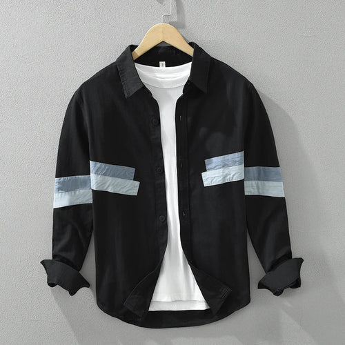 Miesten Paita Pitkähihainen Rento Fit Patchwork 100% Puuvilla