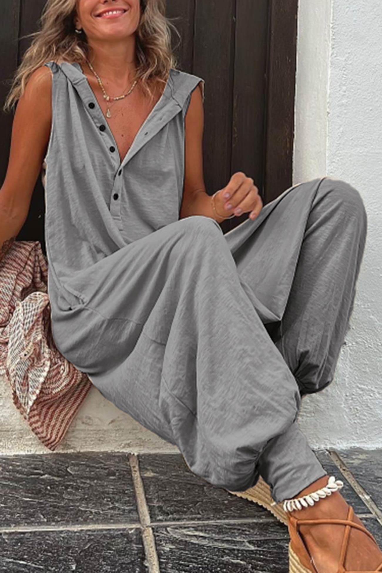 Naisille Huppujumpsuit Rento Puuvilla Mukavalla Istuvuudella
