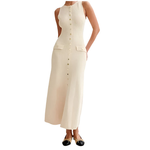Naisten Button-Up neulottu bodycon mekko