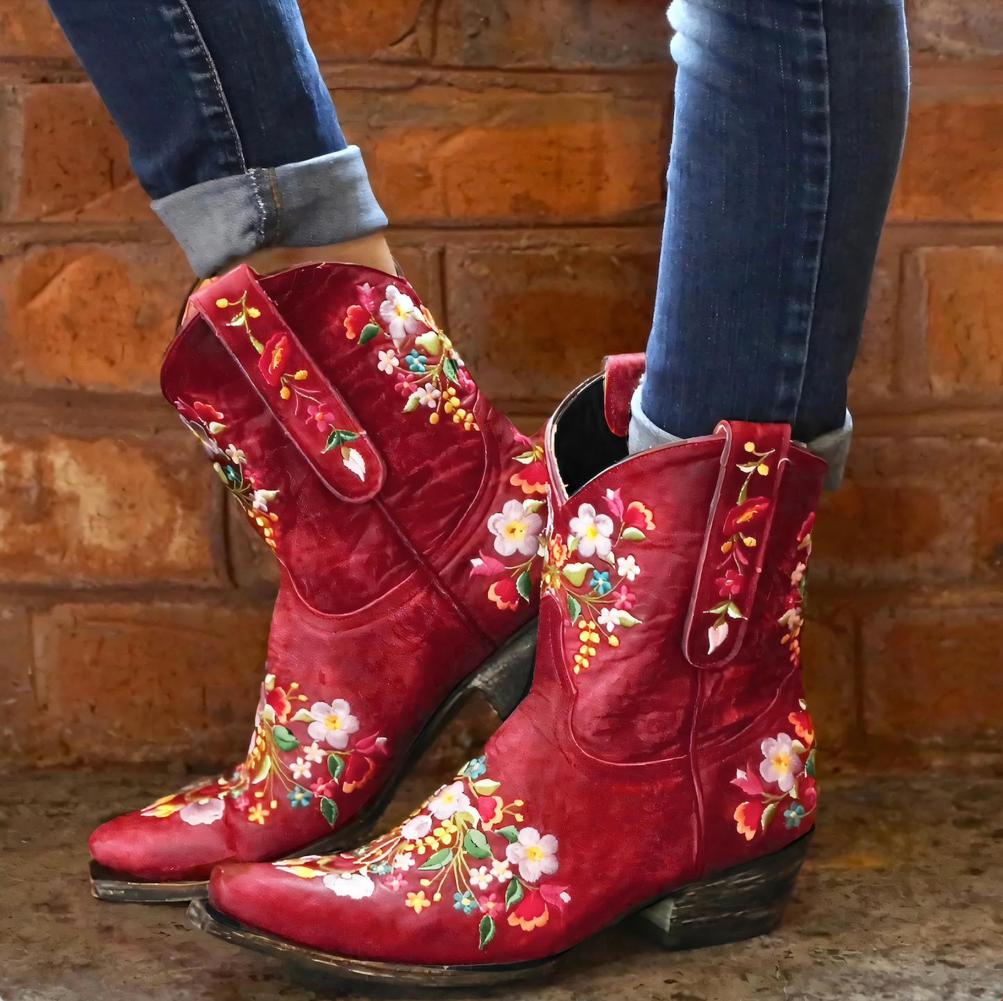 Naisten Cowgirl-saappaat Vintage-tyyliin Säänkestävästä Nahasta