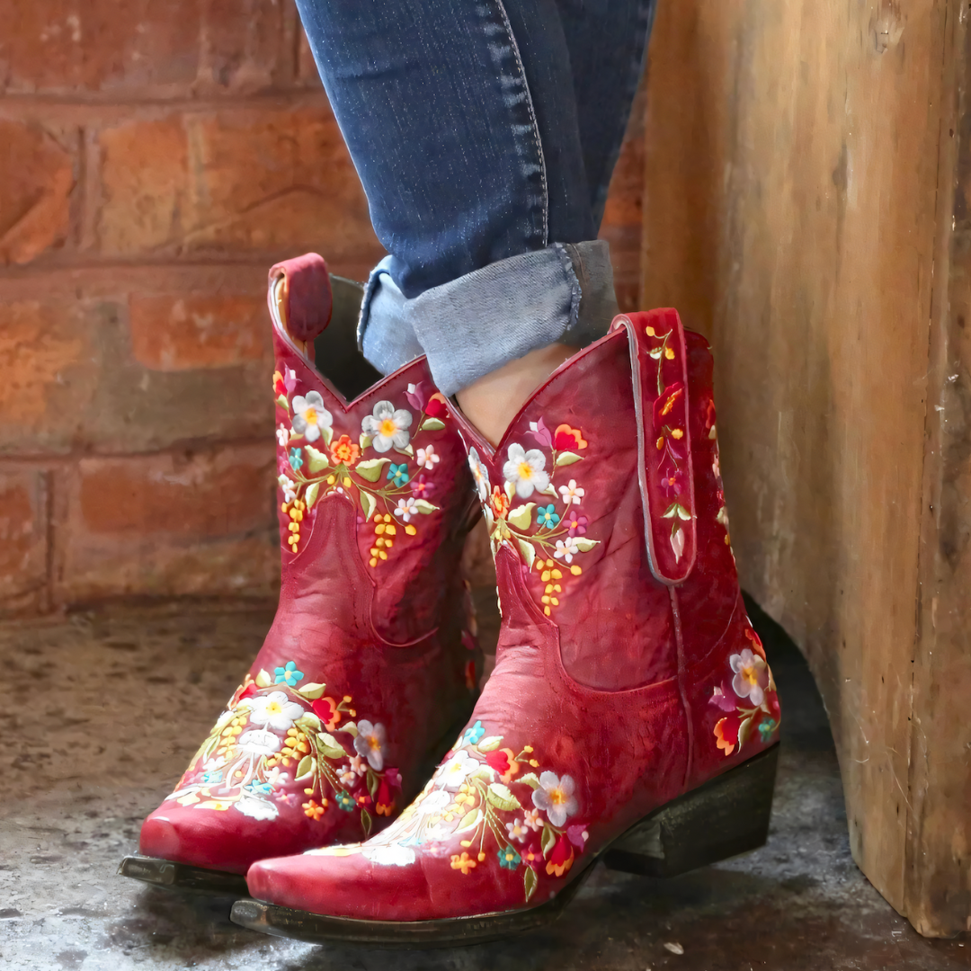 Naisten Cowgirl-saappaat Vintage-tyyliin Säänkestävästä Nahasta