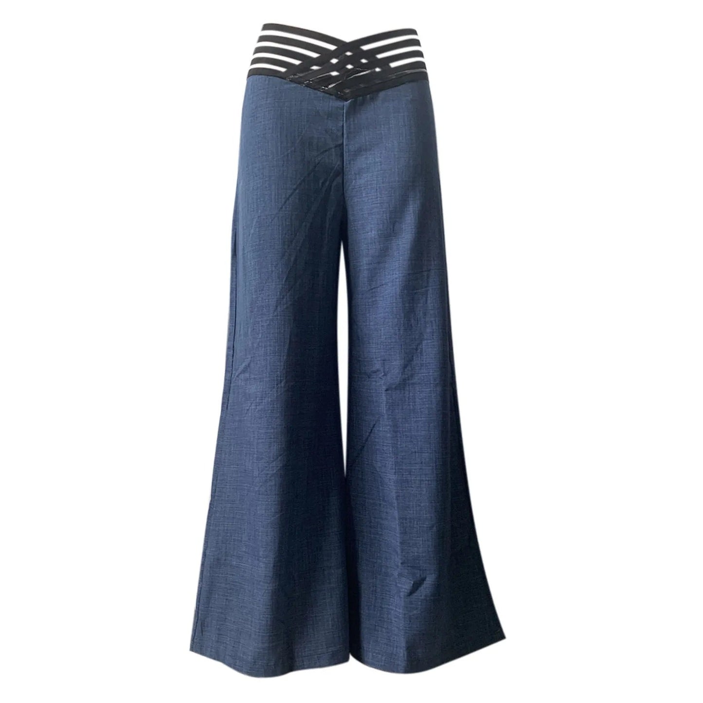 Naisten Crisscross Sheer Mesh Patch Flared Housut