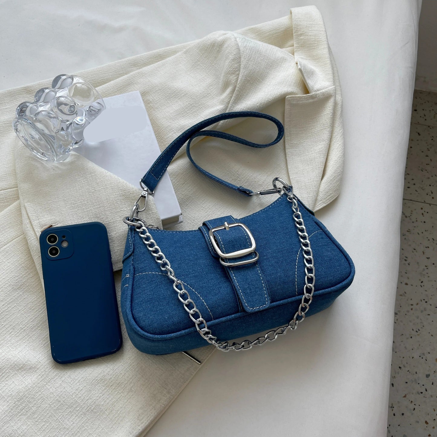 Naisten Denim Crossbody laukku