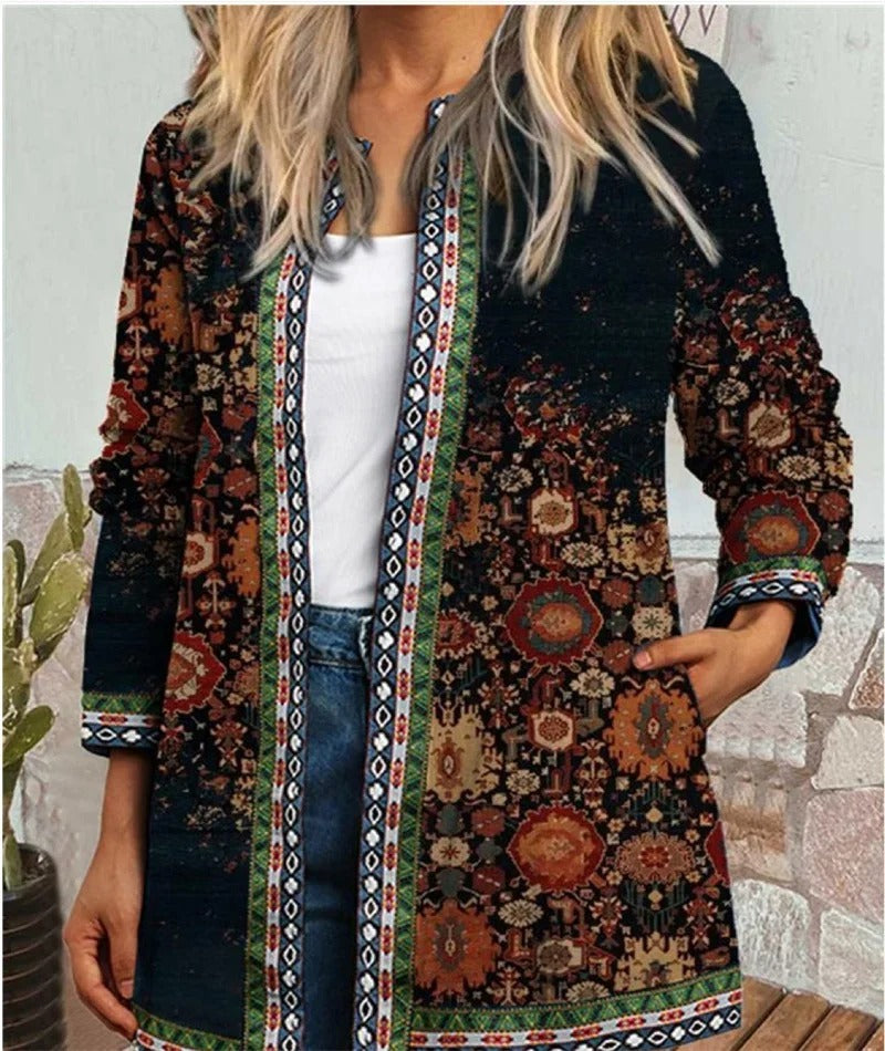 Naisten Ethnic Print Cardigan