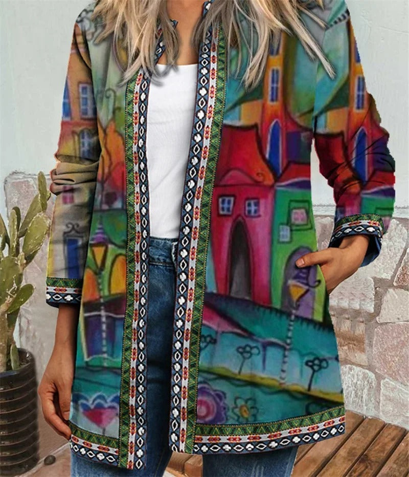 Naisten Ethnic Print Cardigan