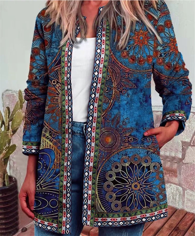 Naisten Ethnic Print Cardigan