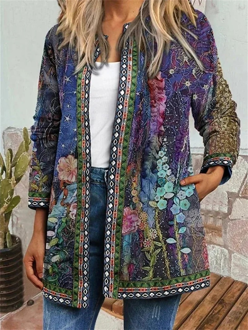 Naisten Ethnic Print Cardigan