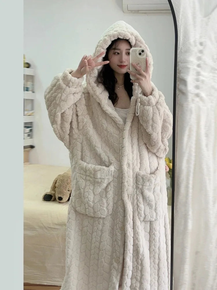 Naisten Fleece Kylpytakki Mukava ja Lämmin