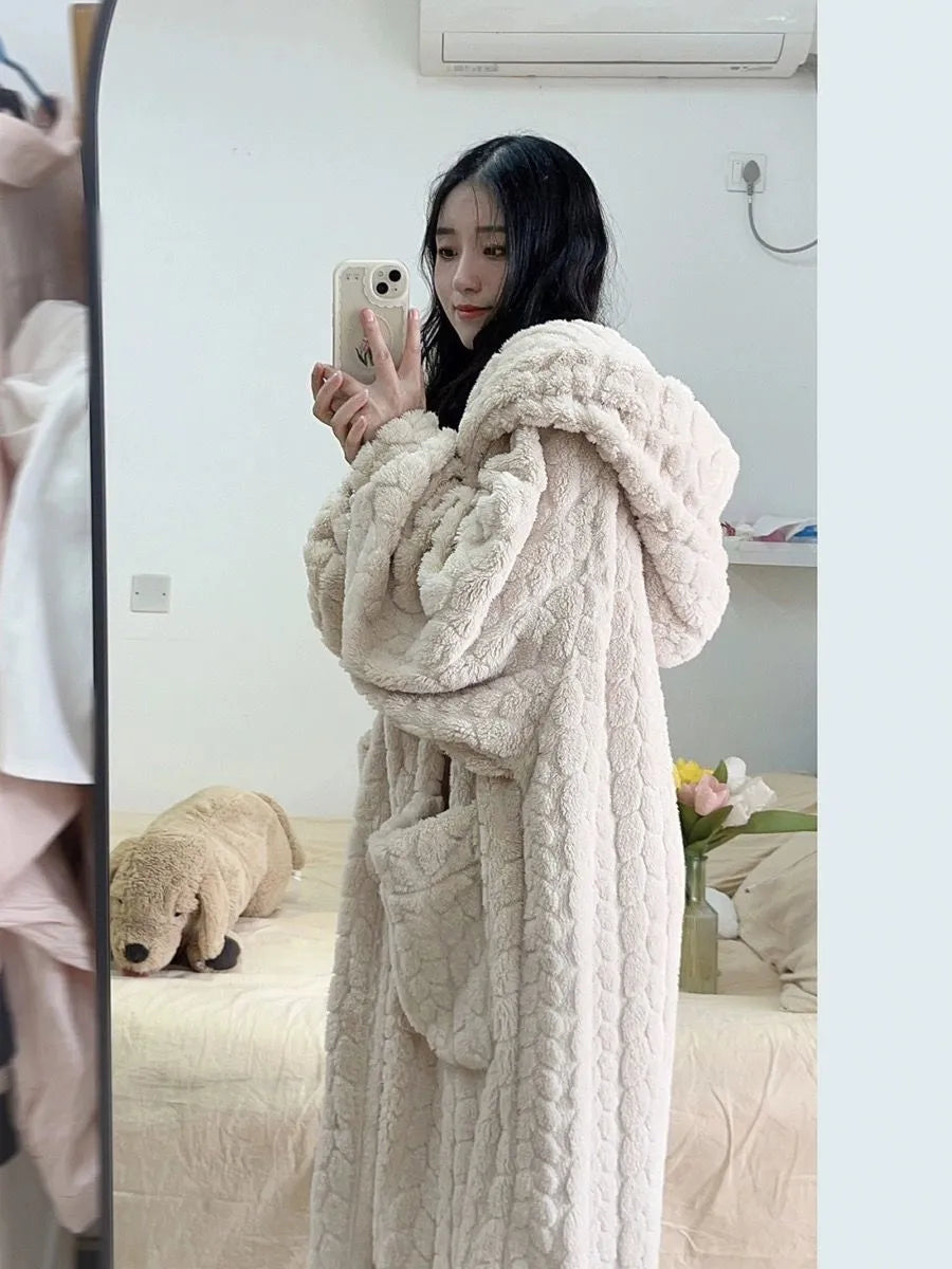 Naisten Fleece Kylpytakki Mukava ja Lämmin