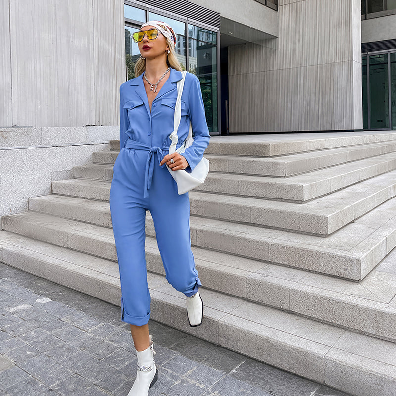 Naisten Jumpsuit Elegantti Polyesteri Pitkät Hihat