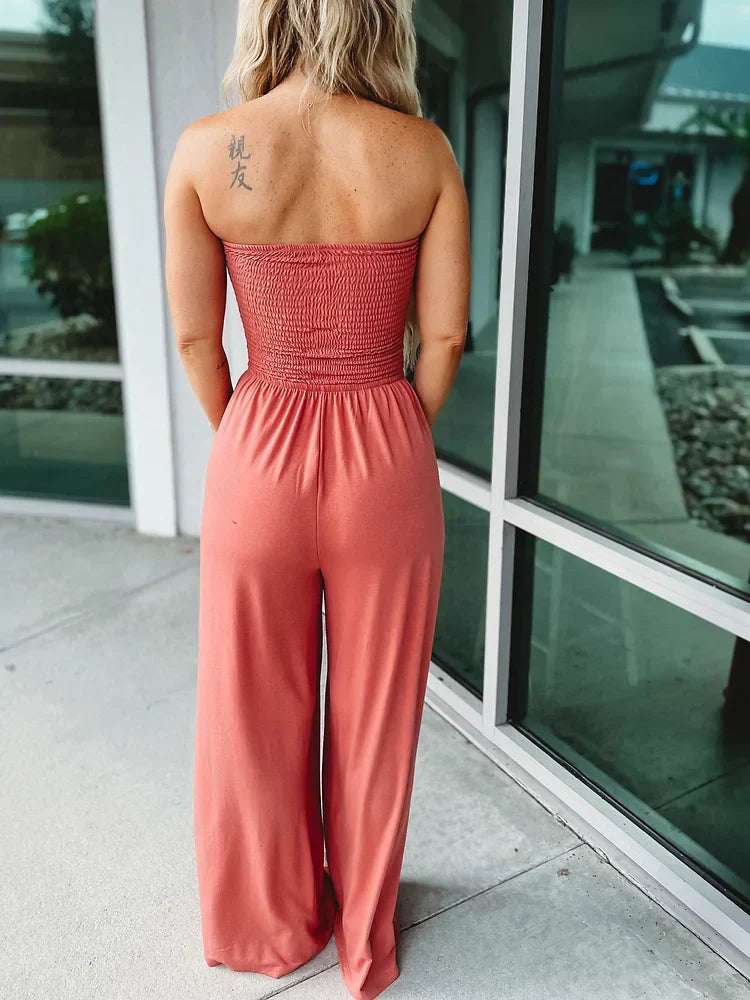 Naisten Jumpsuit Off-Olkapää Polyesteri Tyylikäs