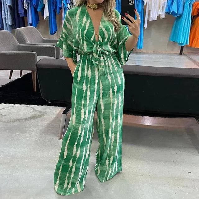 Naisten Jumpsuit Syvä V-kaula-aukko Virtaava Polyesteri