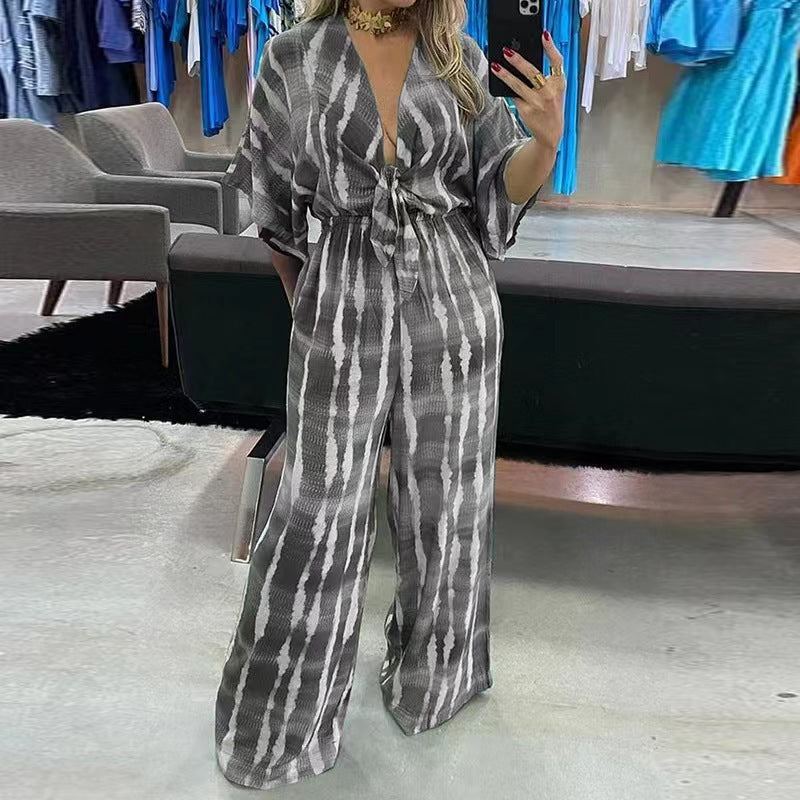 Naisten Jumpsuit Syvä V-kaula-aukko Virtaava Polyesteri