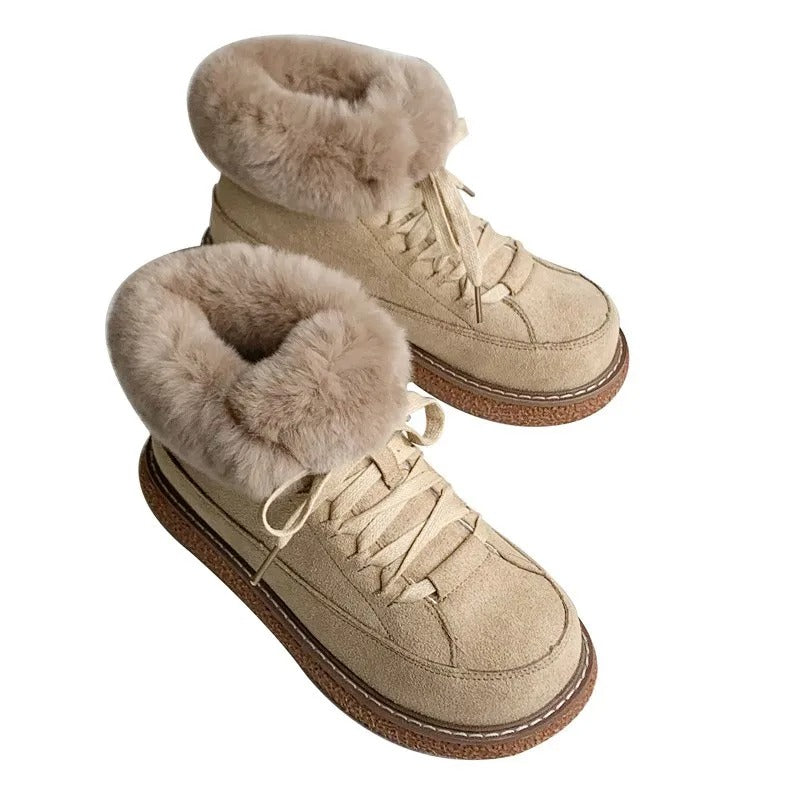 Naisten Lace Up Lämmin Nilkkasaappaat