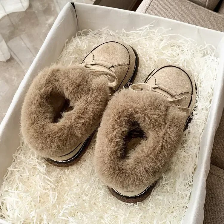 Naisten Lace Up Lämmin Nilkkasaappaat