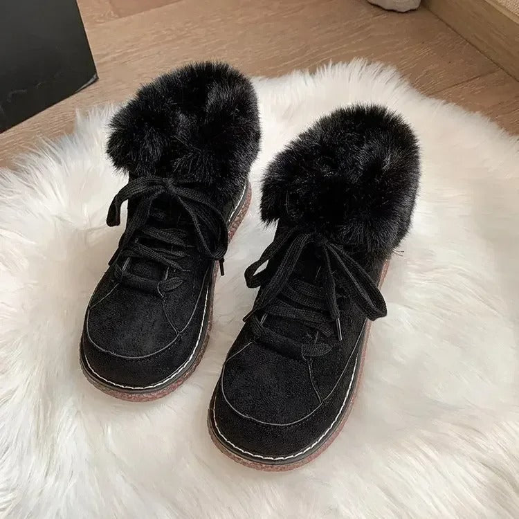 Naisten Lace Up Lämmin Nilkkasaappaat