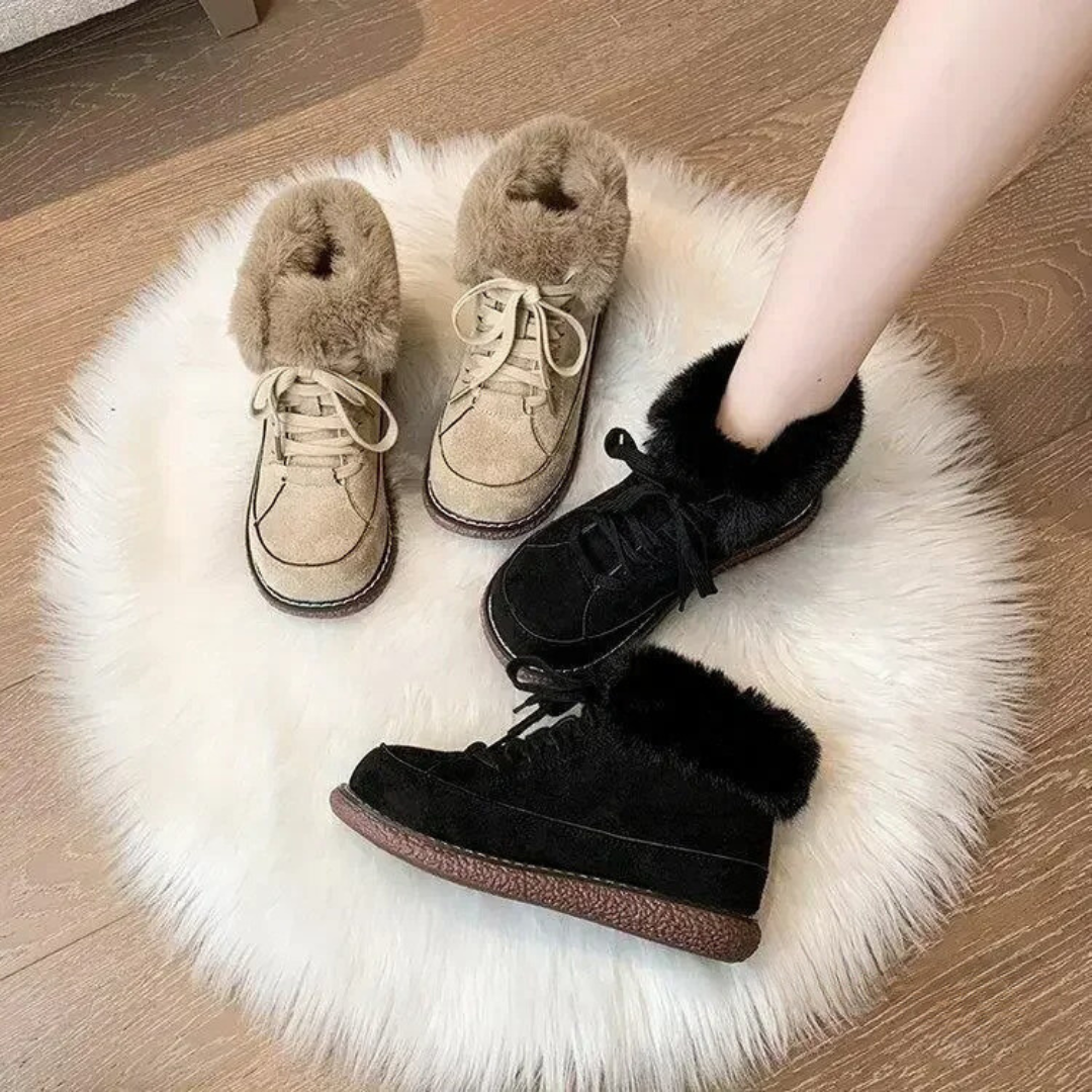 Naisten Lace Up Lämmin Nilkkasaappaat