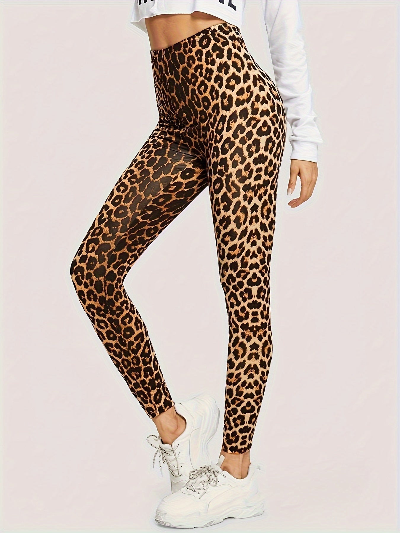 Naisten Leggings Luipaardikuosi Mukava Polyesteri-Spandex