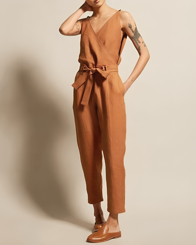 Naisten Linnen Jumpsuit Mukava ja Tyylikäs