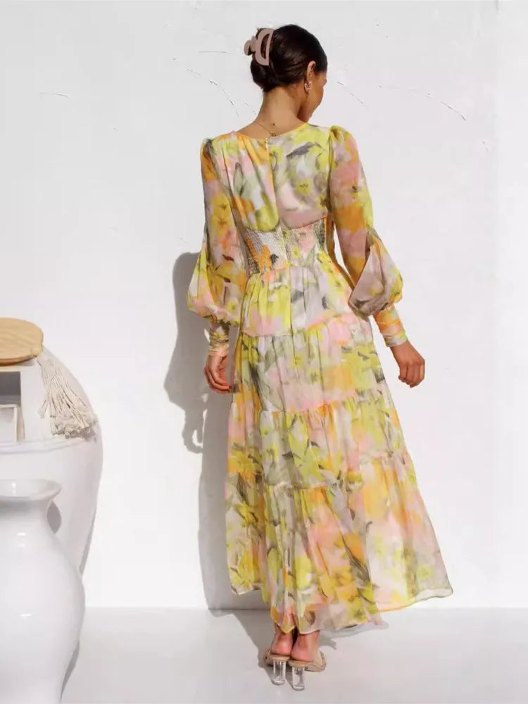Naisten Maxi Mekko Romanttinen Chiffon