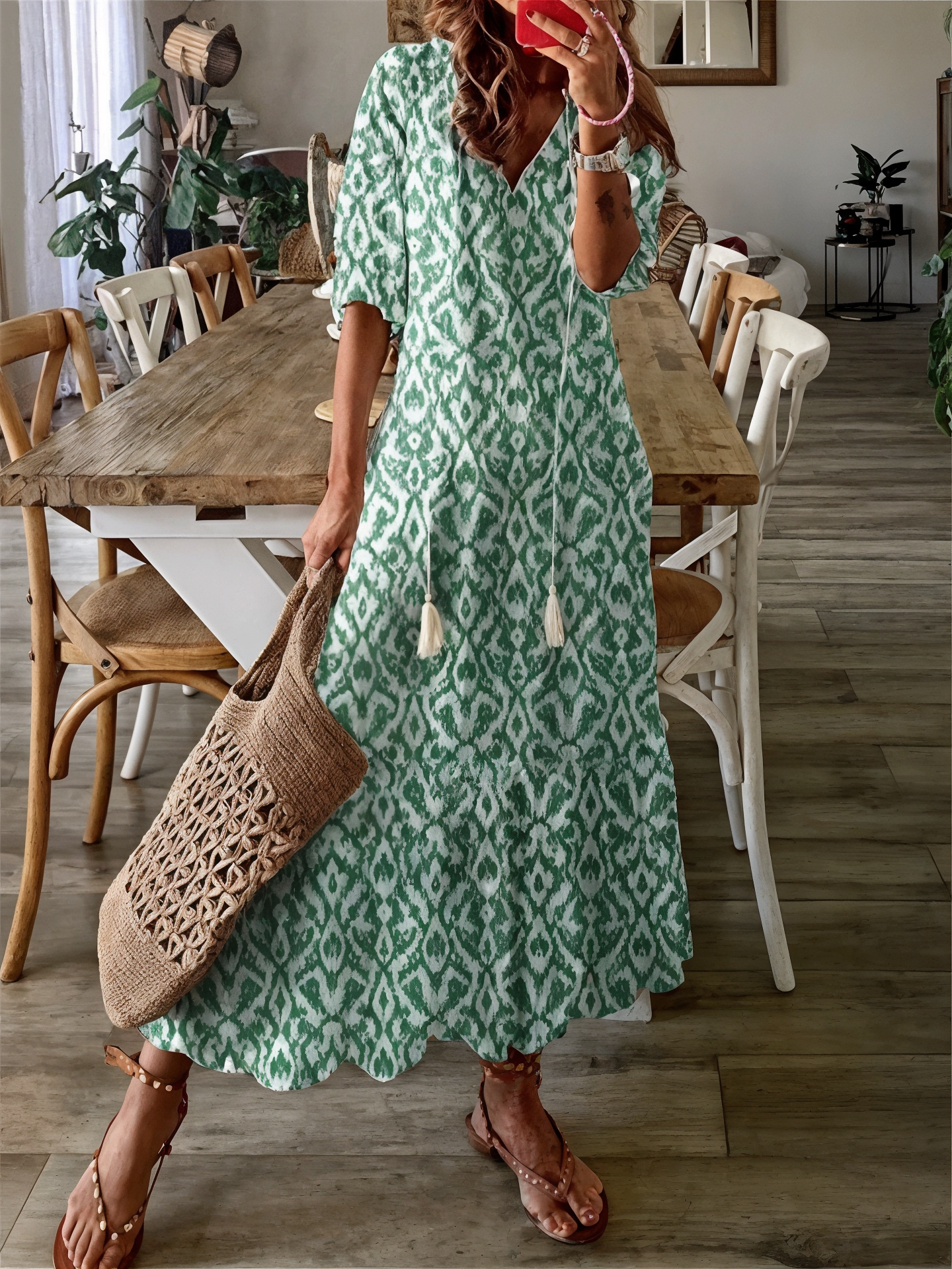 Naisten Maxi-mekko | Kevyt Kesämekko | Ilmava Kangas | Rento Tyyli