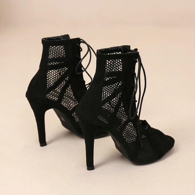 Naisten Mesh Peep Toe Heeled Sandaalit