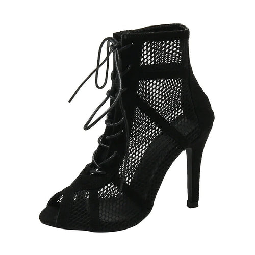 Naisten Mesh Peep Toe Heeled Sandaalit