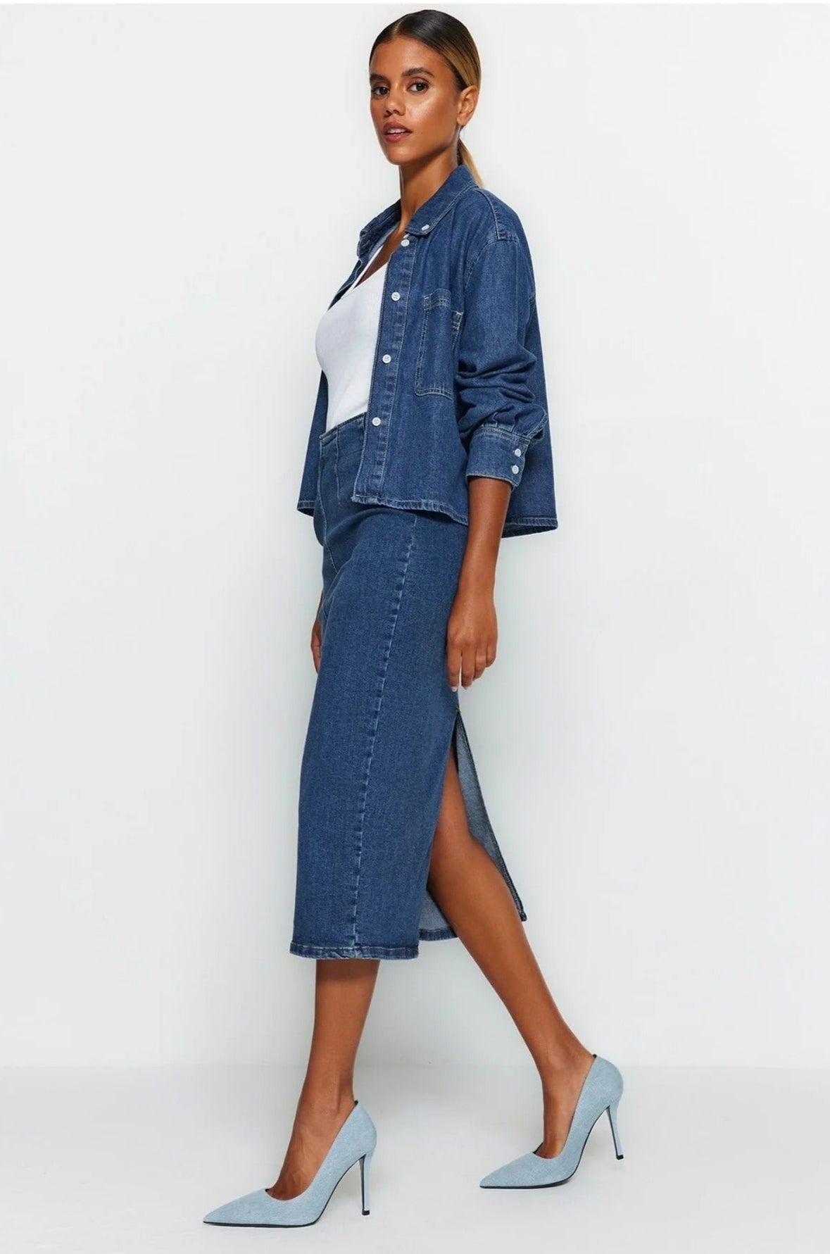 Naisten Midi lyijykynä Denim hame