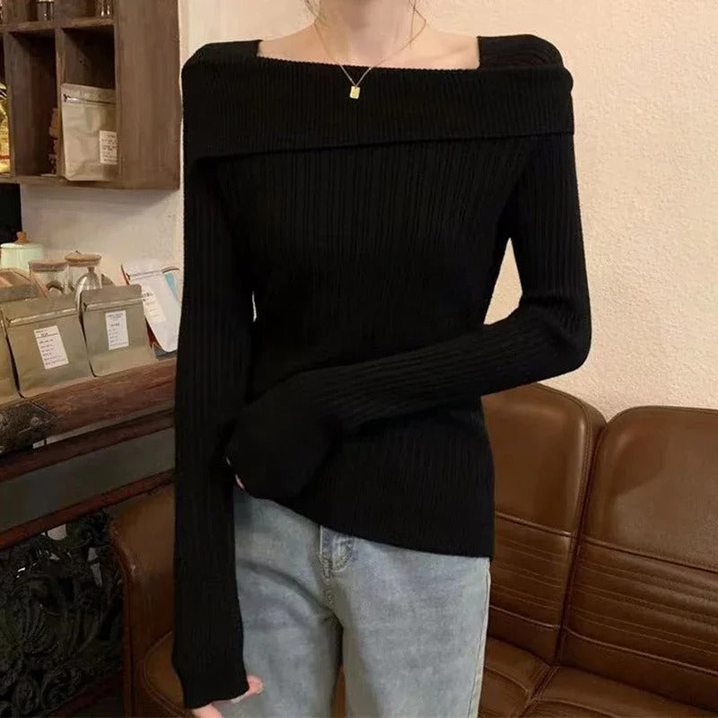 Naisten Off Shoulder Neulepusero