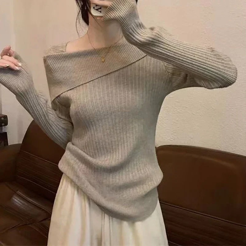 Naisten Off Shoulder Neulepusero