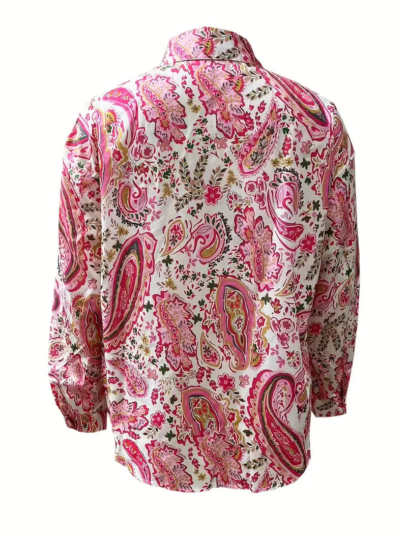 Naisten Pitkähiha Paita Paisley-painatus 100% Puuvilla