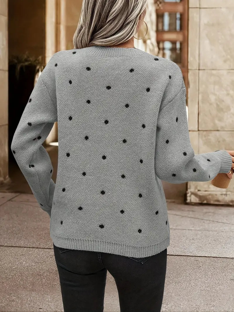 Naisten Polkadot Pitkähiha Trui Trendikäs Puuvilla