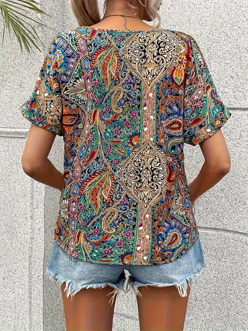Naisten Pusero V-kaulus Paisley Print Kevyt Polyesteri