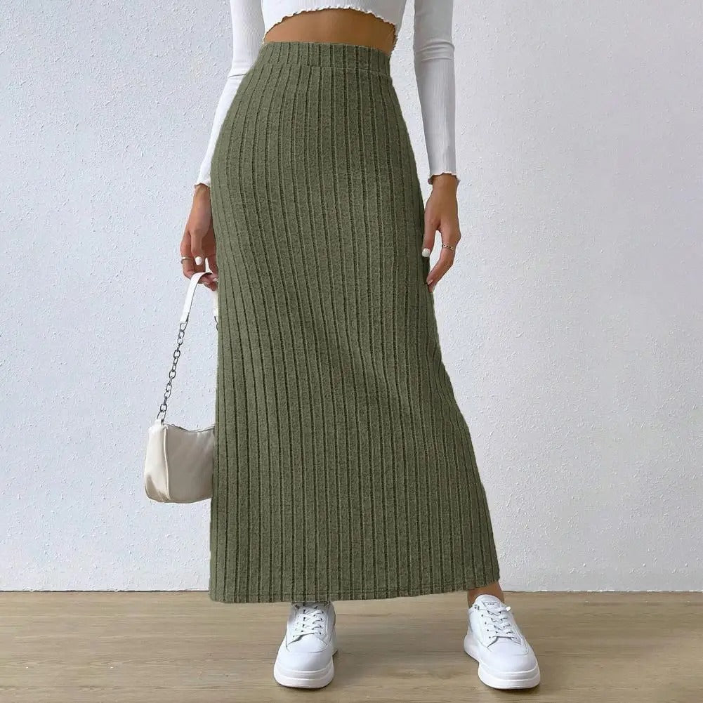 Naisten Ribbed Knit Maxi hame