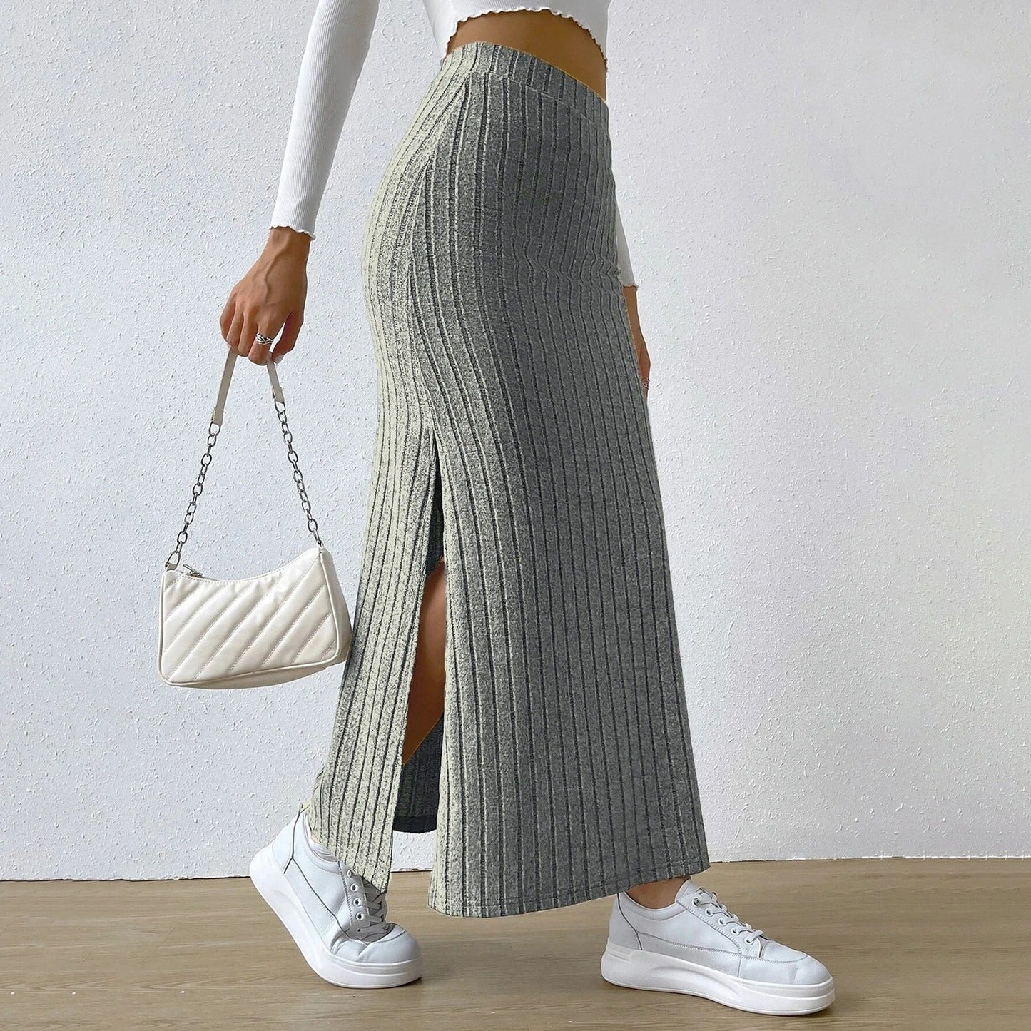 Naisten Ribbed Knit Maxi hame