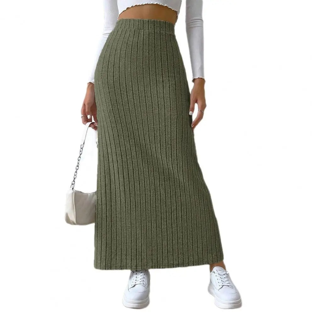 Naisten Ribbed Knit Maxi hame