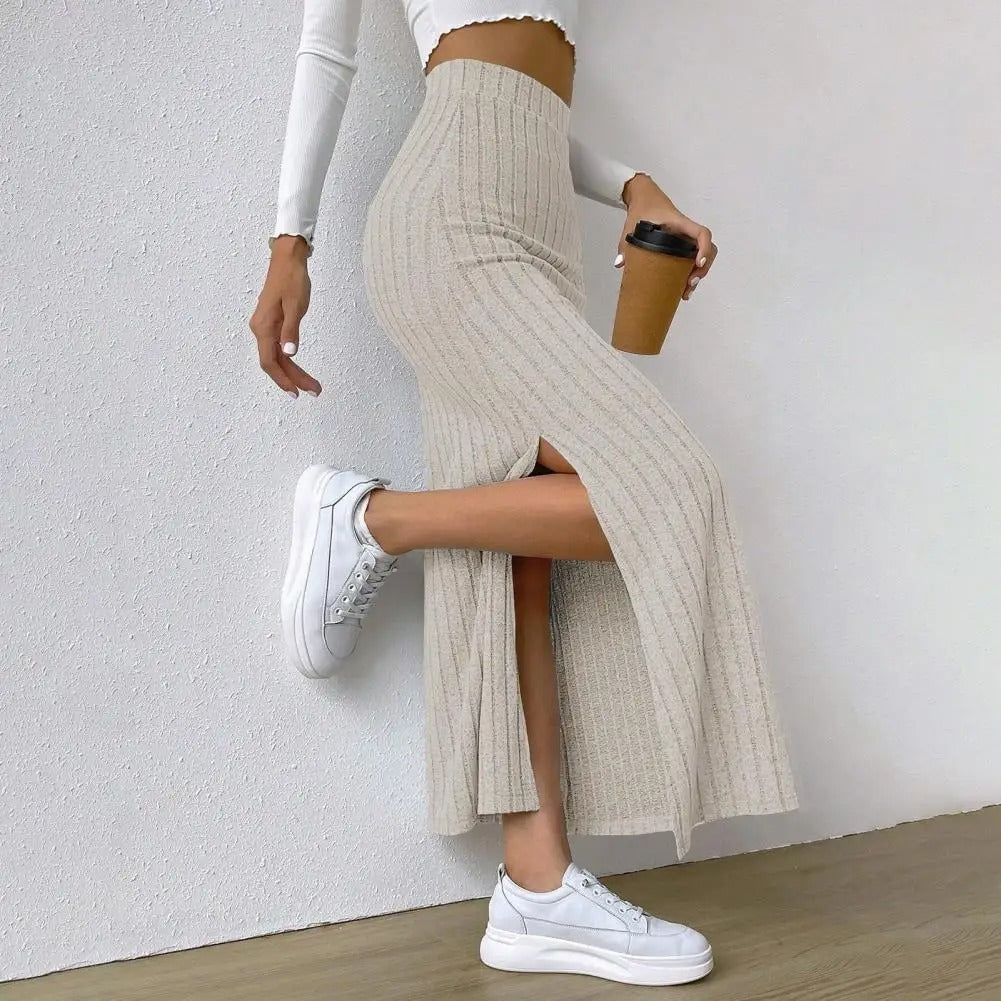 Naisten Ribbed Knit Maxi hame