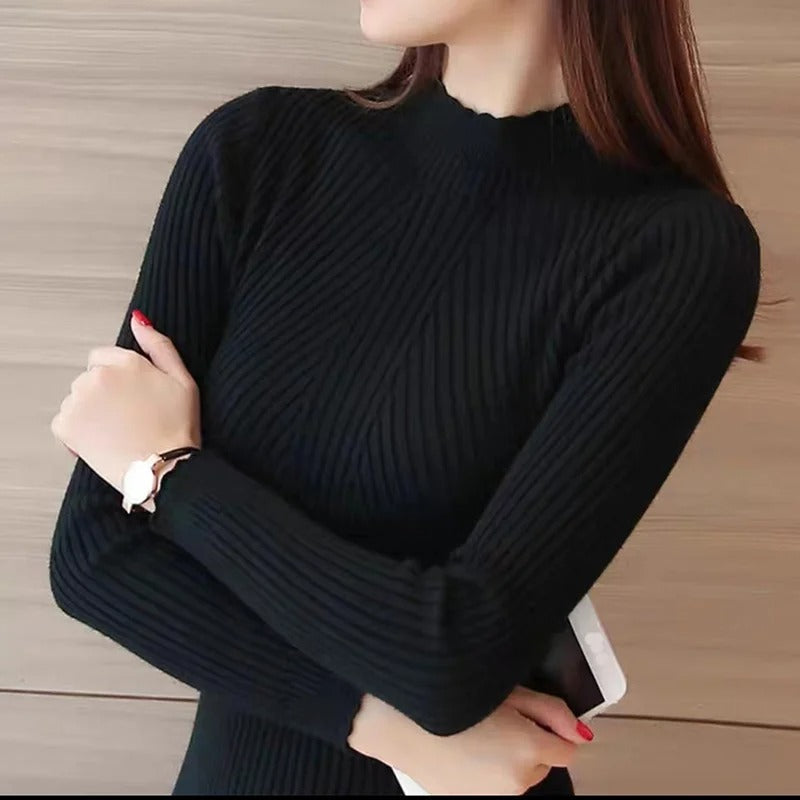 Naisten Ruffle Neck neulepusero