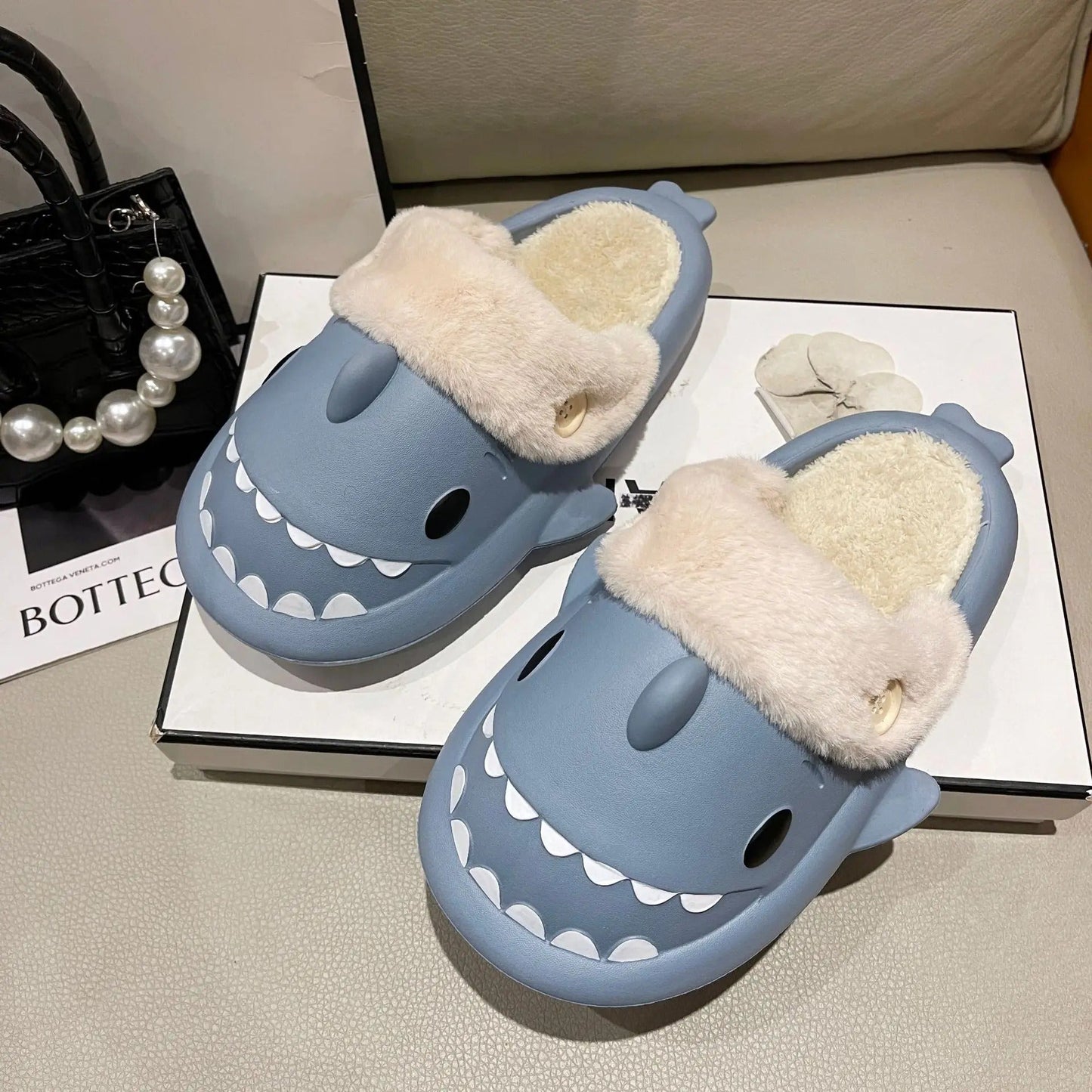 Naisten Shark Plush Cotton Tossut