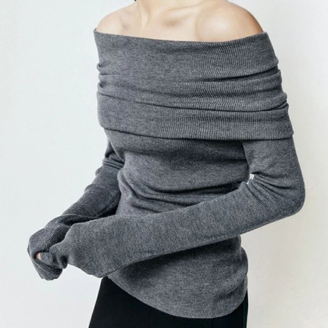 Naisten Slash Neck Neuletoppi