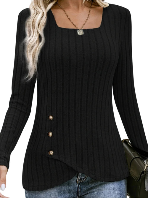 Naisten Square Neck Button Down Top