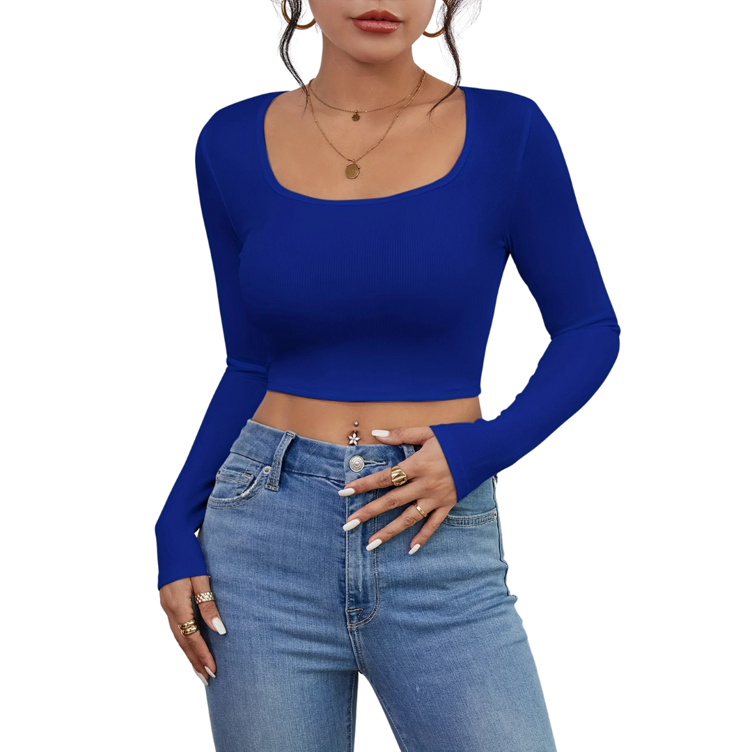 Naisten Square Neck Slim Fit T-paita